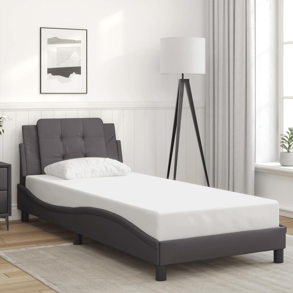 Estrutura de cama sem colchão zadar couro artificial 90x190 cm cinzento