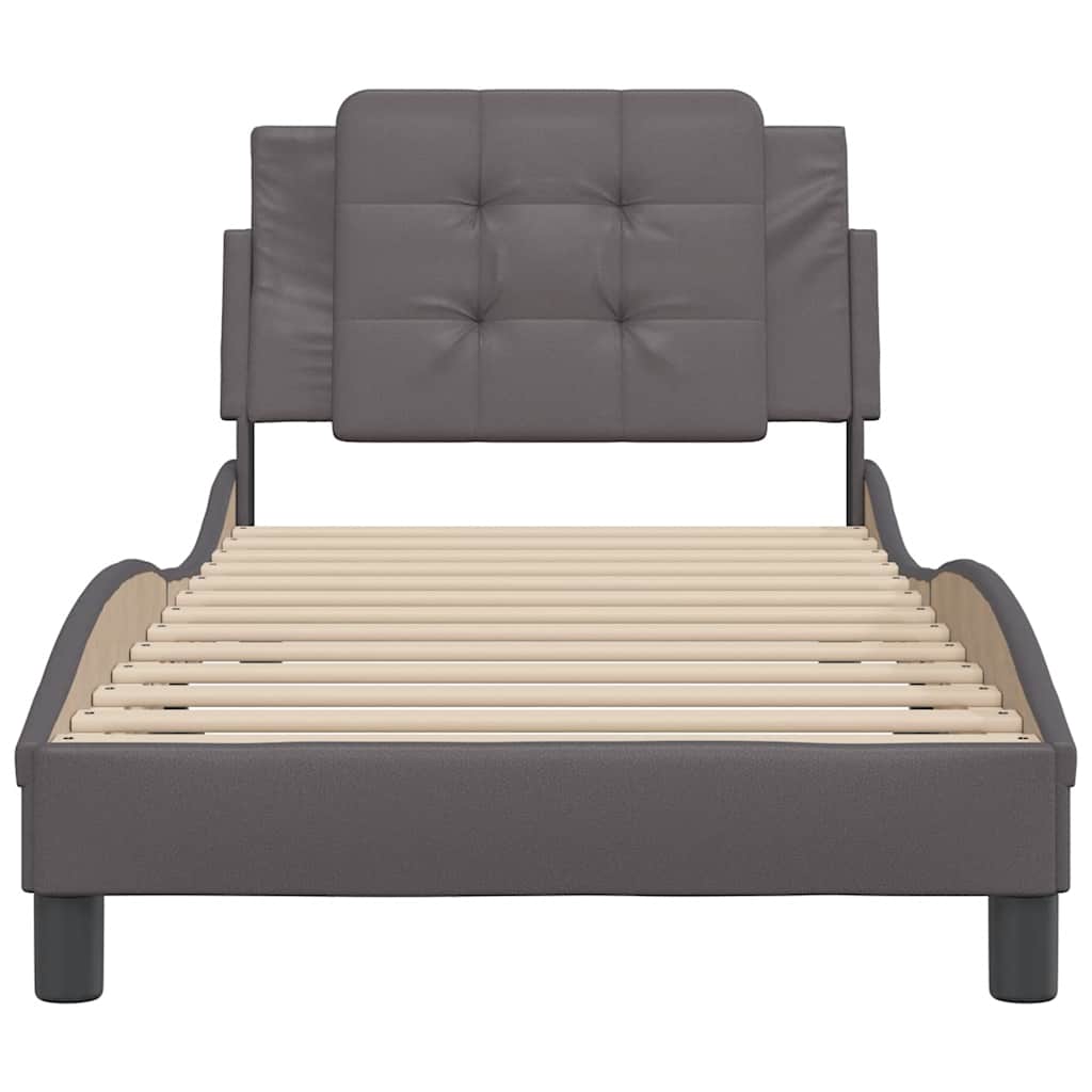 Estrutura de cama sem colchão zadar couro artificial 90x190 cm cinzento