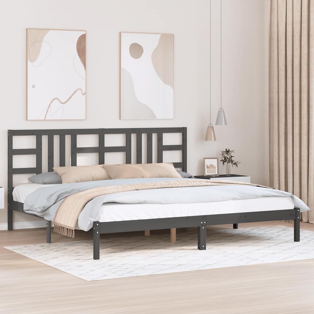 Estrutura de cama 200x200 cm madeira maciça cinzento
