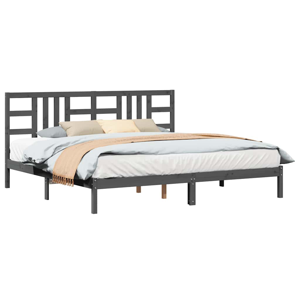 Estrutura de cama 200x200 cm madeira maciça cinzento