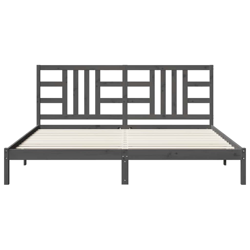 Estrutura de cama 200x200 cm madeira maciça cinzento