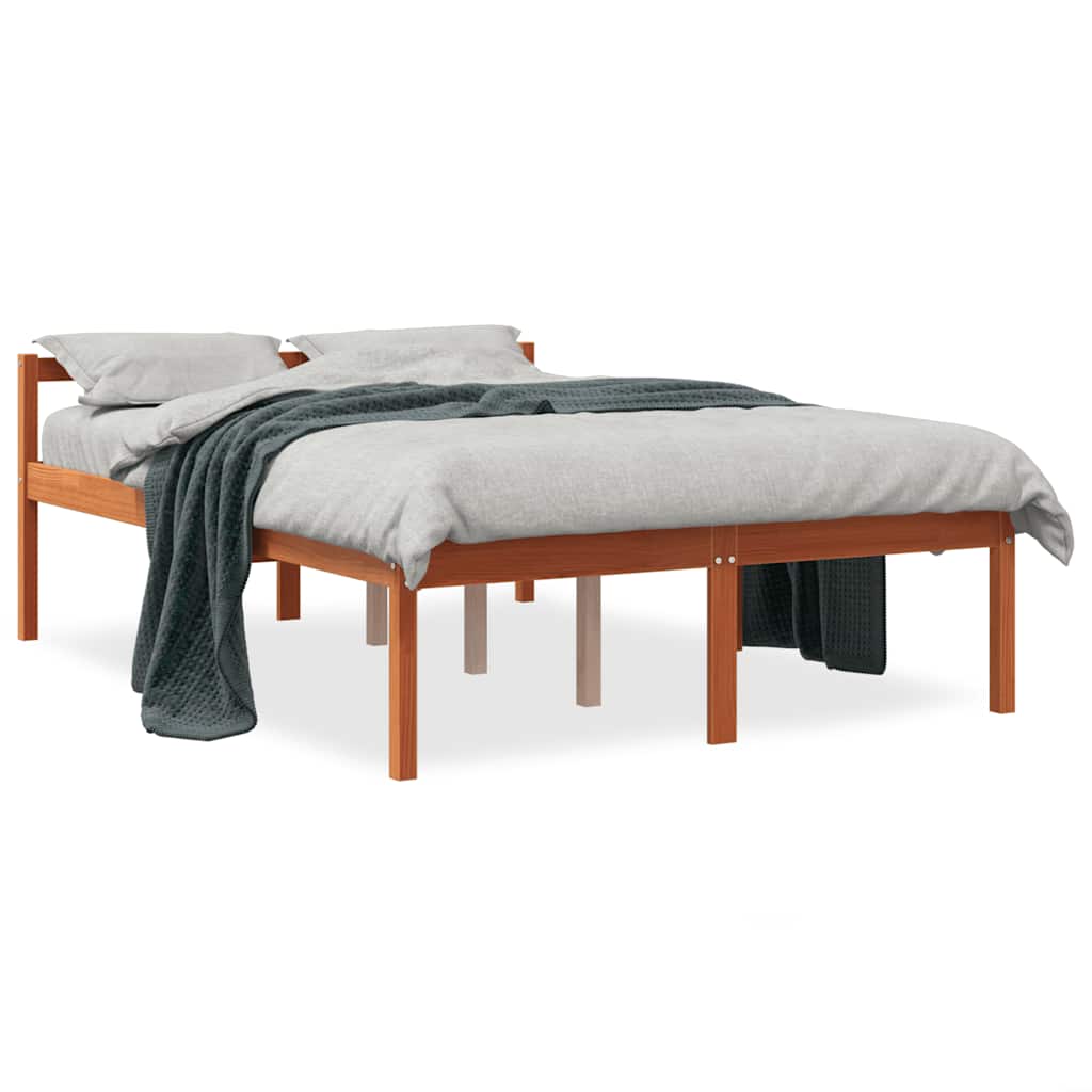 Cama para idosos 120x200 cm madeira pinho maciça castanho cera