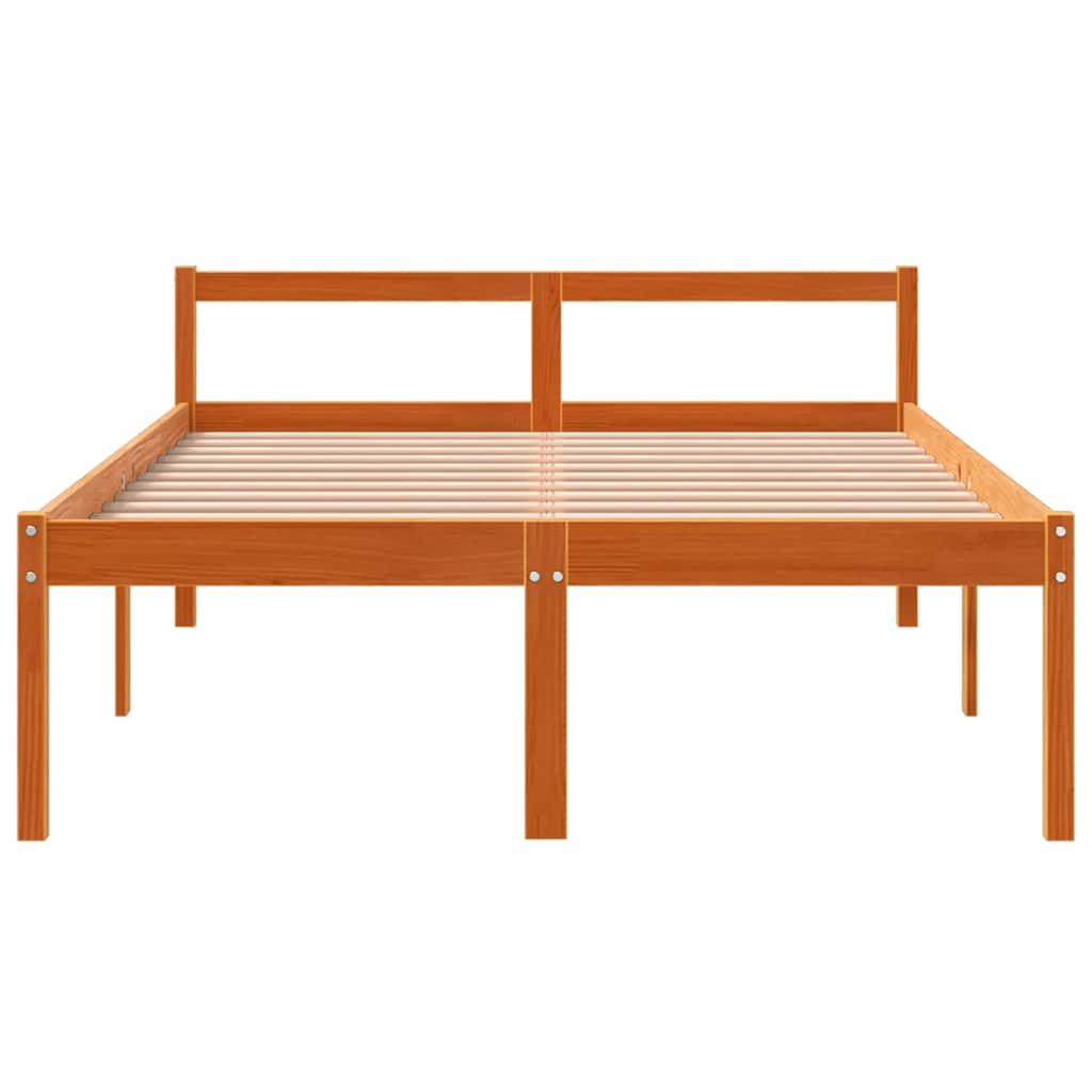 Cama para idosos 120x200 cm madeira pinho maciça castanho cera