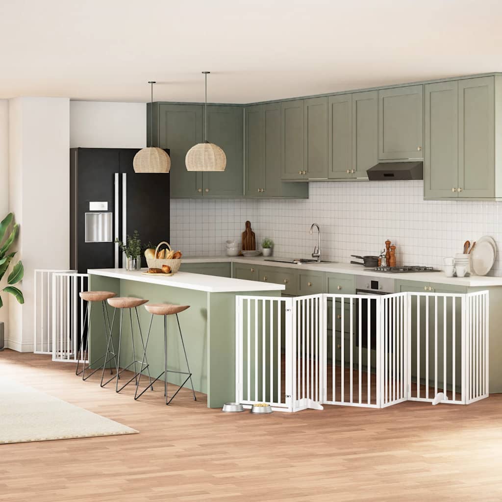 Portão p/ cães com porta dobrável 15 painéis 750cm álamo branco