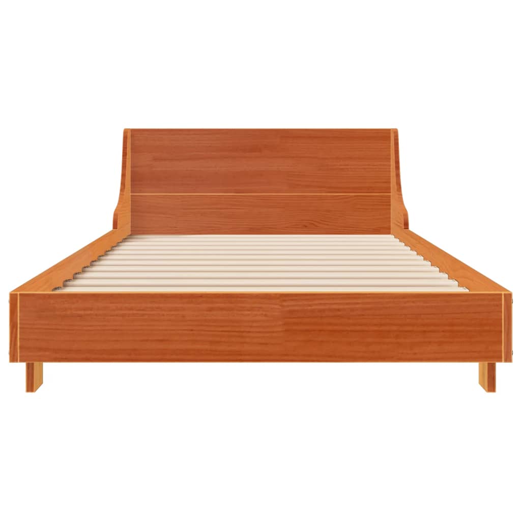 Cama sem colchão 75x190 cm madeira de pinho maciça castanho-mel
