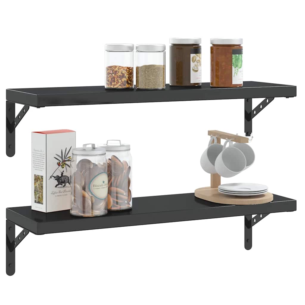 Suportes prateleira 4pcs 23,5x2,5x15,5 cm aço inoxidável preto