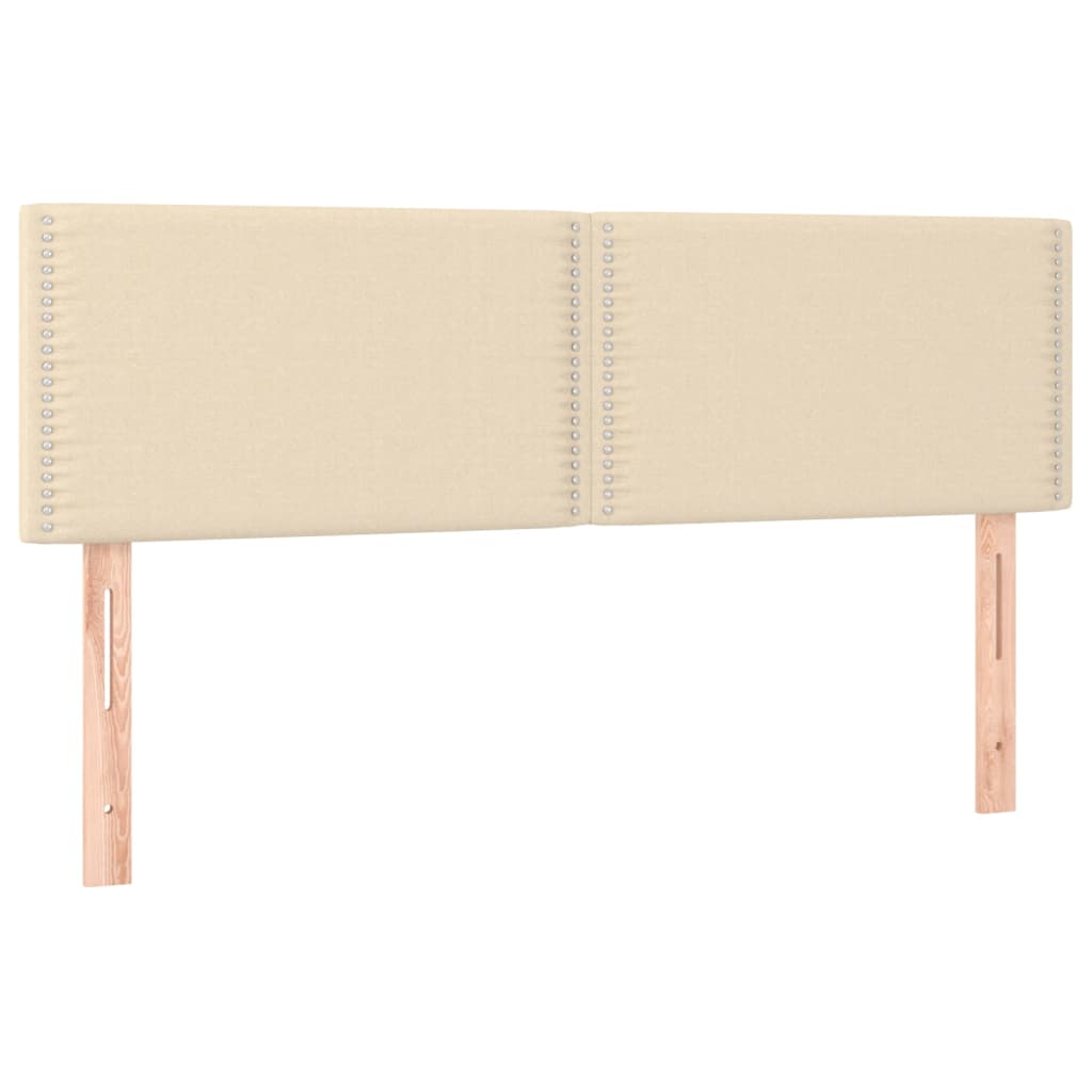 Cabeceira de cama c/ luzes LED tecido 144x5x78/88 cm cor creme