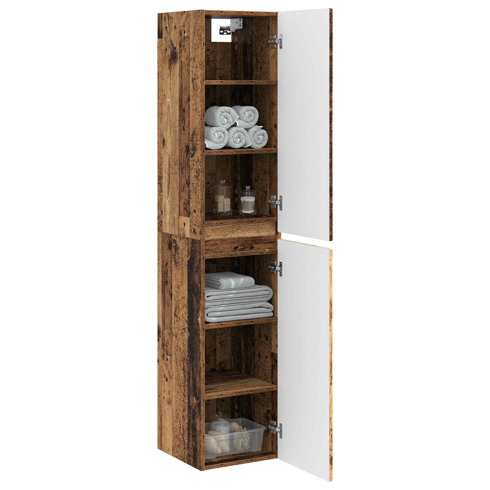 Gabinete de banheiro suspenso madeira antiga 33 x 34,5 x 160 cm
