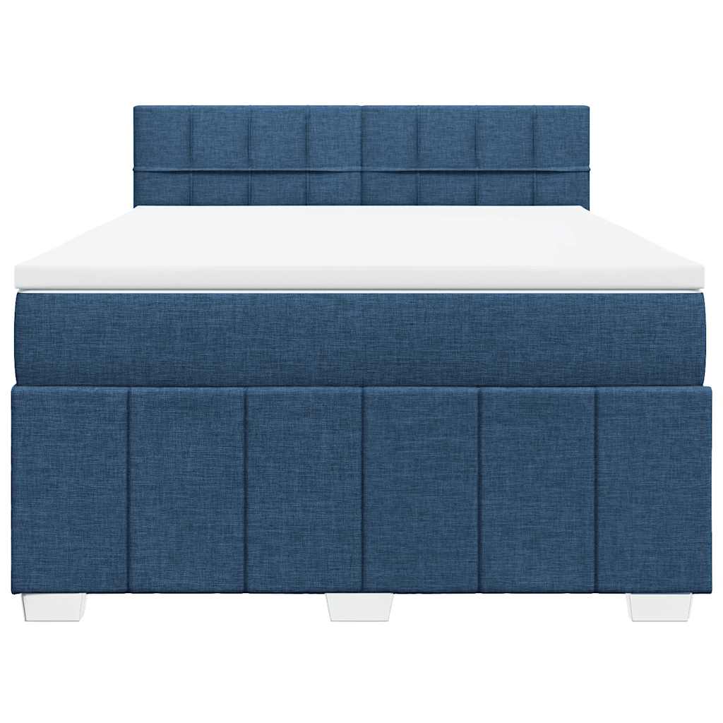 Cama com molas/colchão 140x190 cm tecido azul