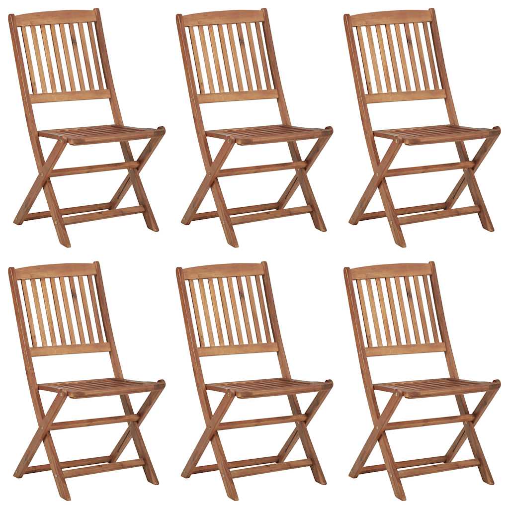 Cadeiras de jardim dobráveis c/ almofadões 6 pcs acácia maciça