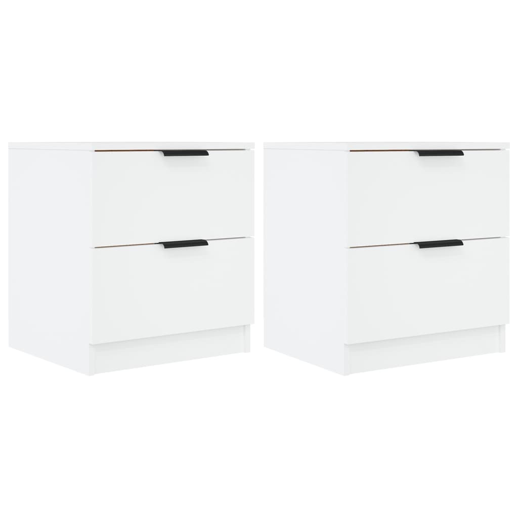 Mesas de cabeceira 2 pcs madeira processada branco