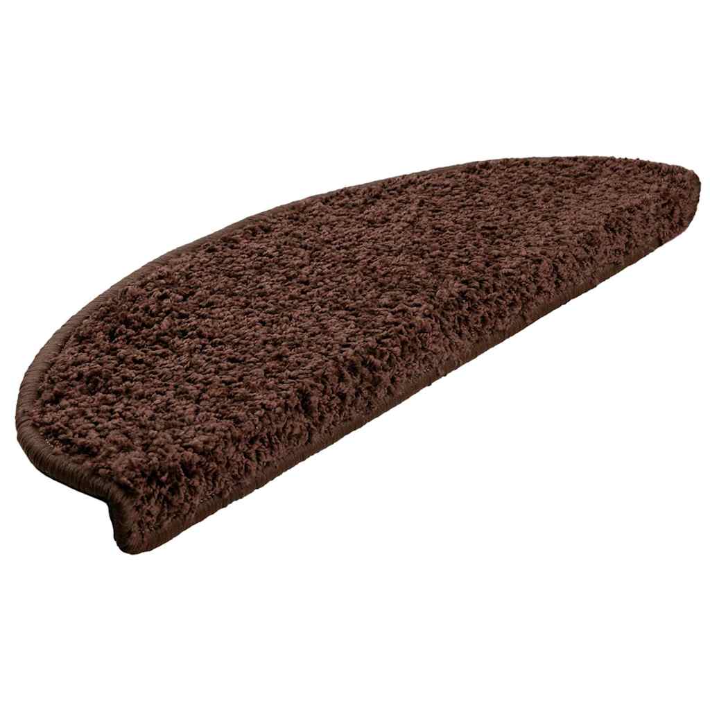 Tapetes de escada 30 peças 65x21x4 cm marrom semicircular grande