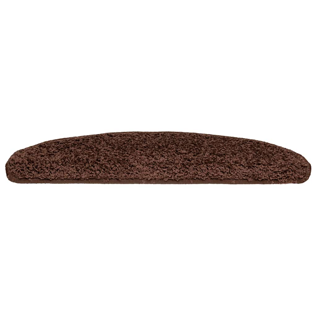 Tapetes de escada 30 peças 65x21x4 cm marrom semicircular grande
