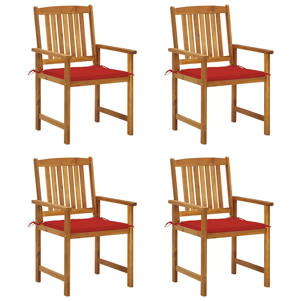 Cadeiras de jardim c/ almofadões 4 pcs madeira de acácia maciça