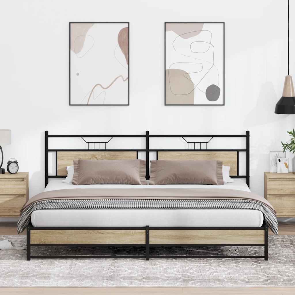 Estrutura de cama sem colchão 193x201cm metal carvalho sonoma