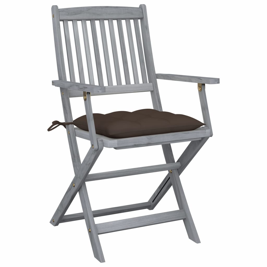 Cadeiras exterior dobráveis c/ almofadões 4 pcs acácia maciça