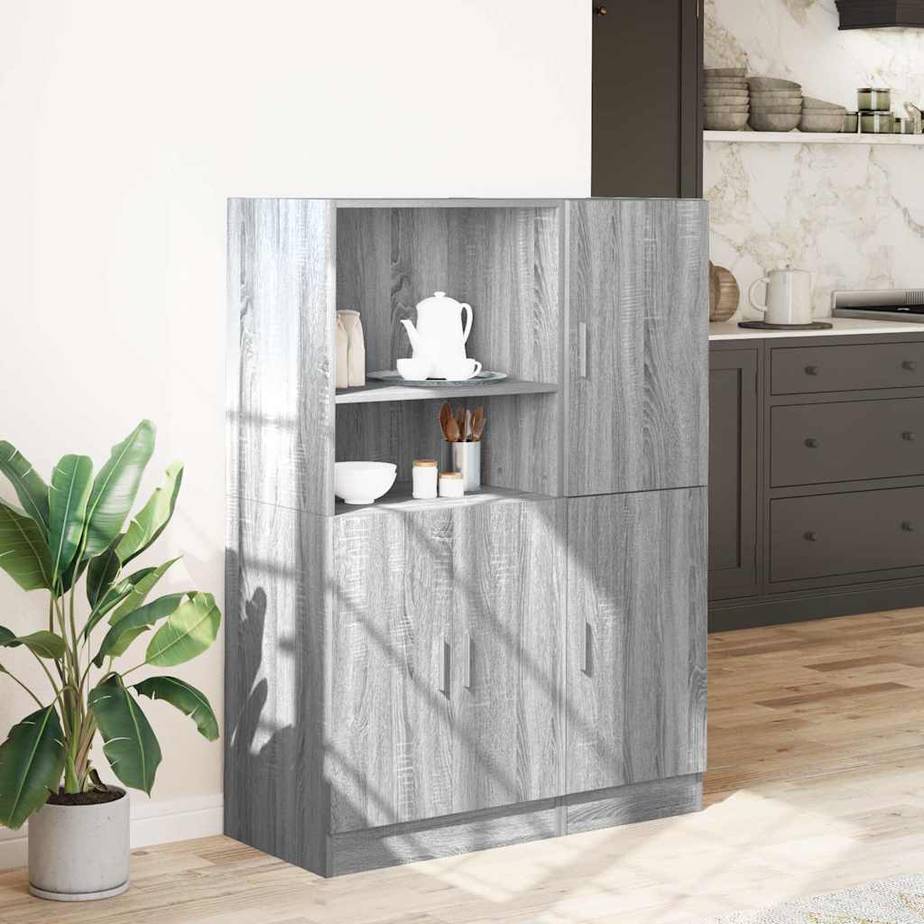 2 Pcs armário de cozinha conjunto deriv. madeira cinza sonoma