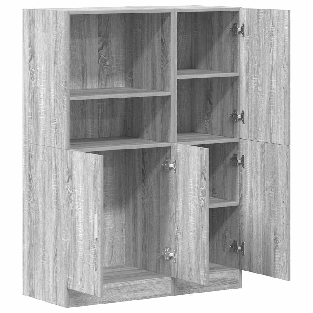 2 Pcs armário de cozinha conjunto deriv. madeira cinza sonoma