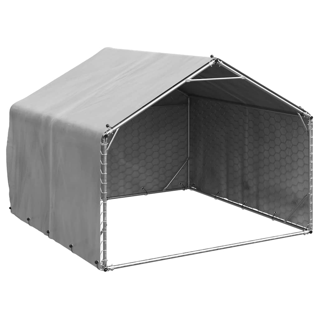 Canil para cães ao ar livre com cobertura 2x2x1,5 m aço galvanizado