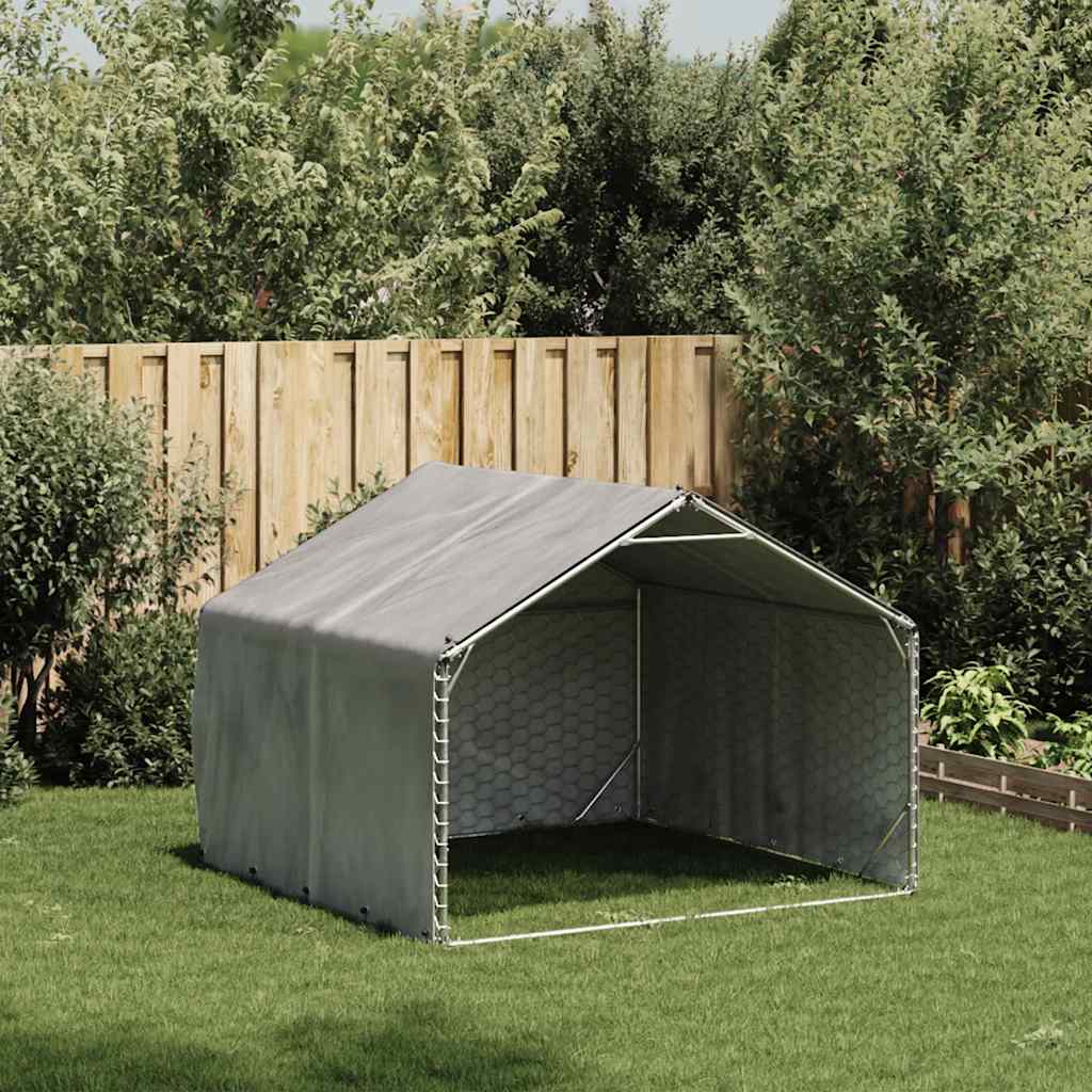 Canil para cães ao ar livre com cobertura 2x2x1,5 m aço galvanizado