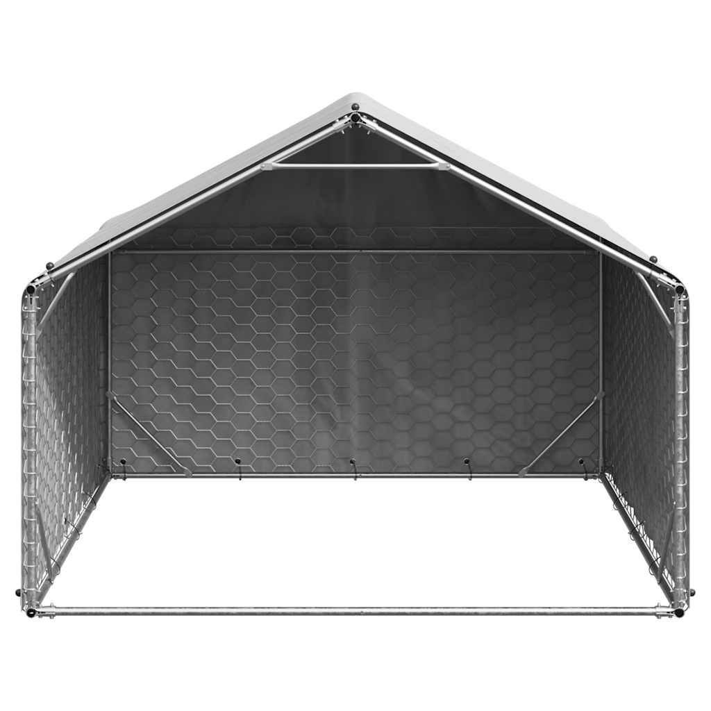 Canil para cães ao ar livre com cobertura 2x2x1,5 m aço galvanizado
