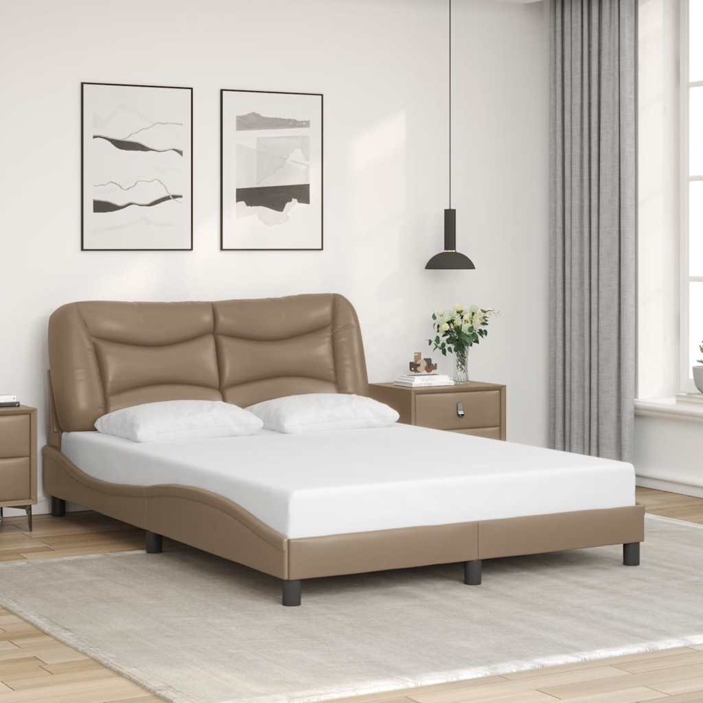 Estrutura de cama sem colchão hvar 120x200 cm couro artificial cappuccino