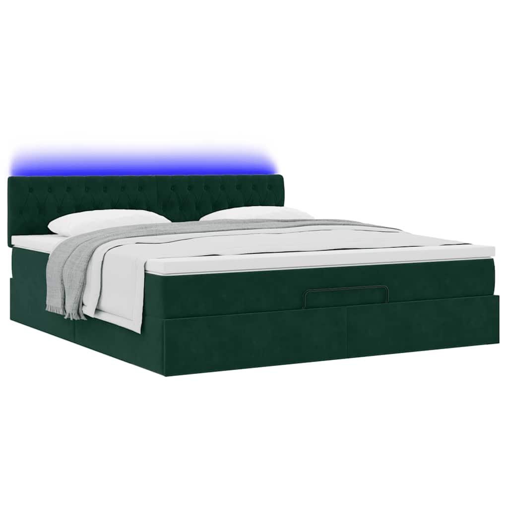 Estrutura de cama otomana com colchão 180x200 cm verde escuro