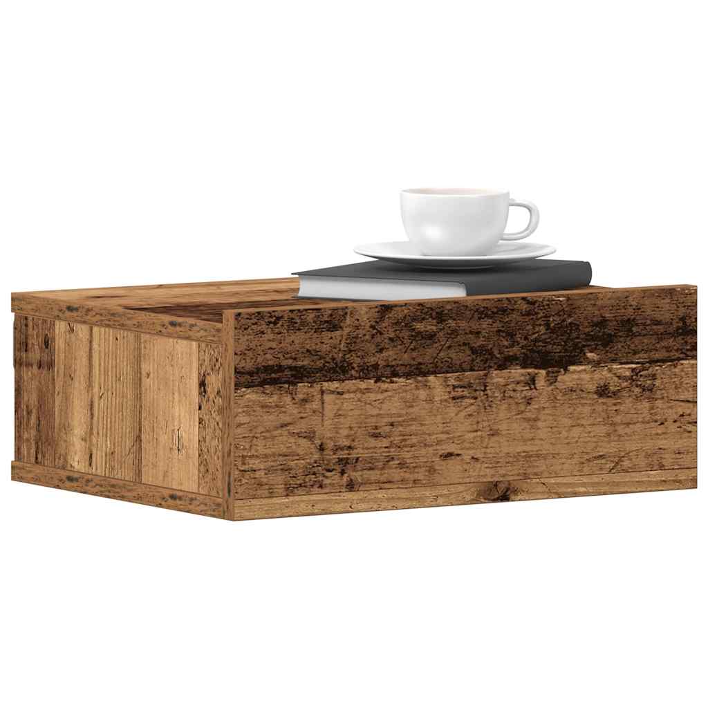 Mesa cabeceira suspensa 2 pcs madeira velha 40x32x15 cm
