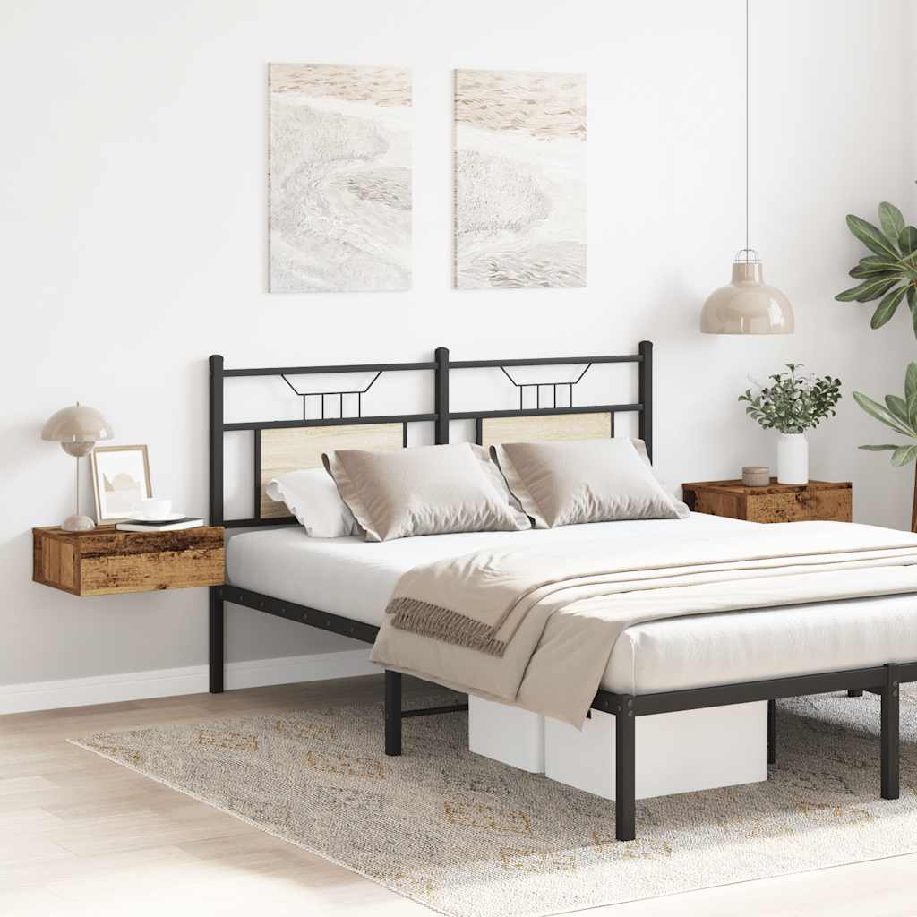 Mesa cabeceira suspensa 2 pcs madeira velha 40x32x15 cm