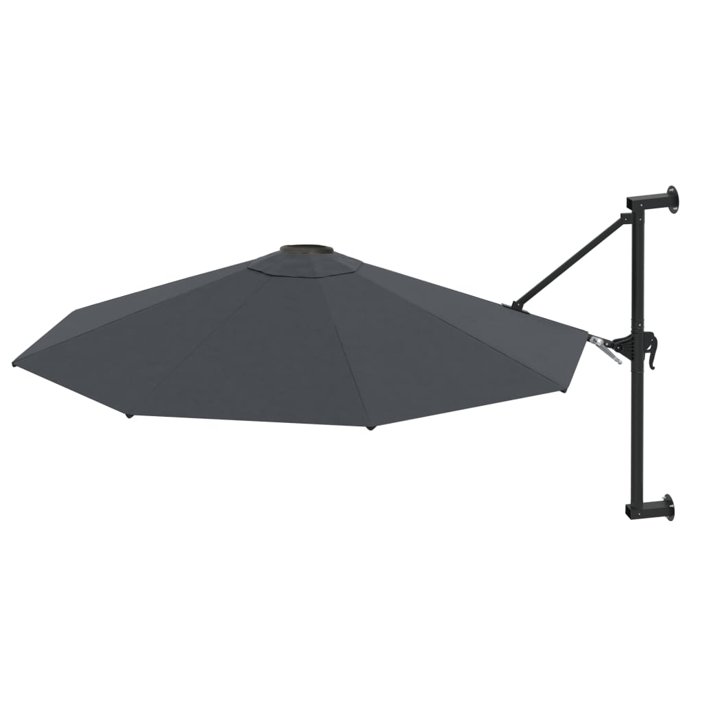 Guarda-sol de parede com mastro de metal 300 cm antracite
