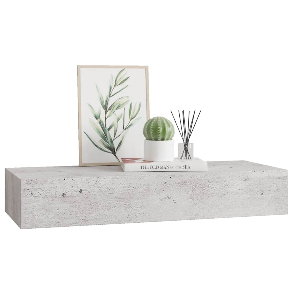 Prateleira parede c/ gaveta MDF 60x23,5x10 cm cinzento-cimento