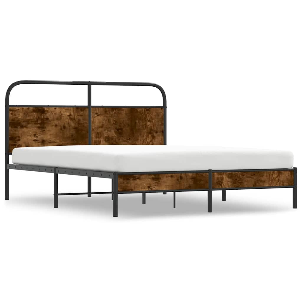 Estrutura de cama s/ colchão derivados madeira carvalho fumado