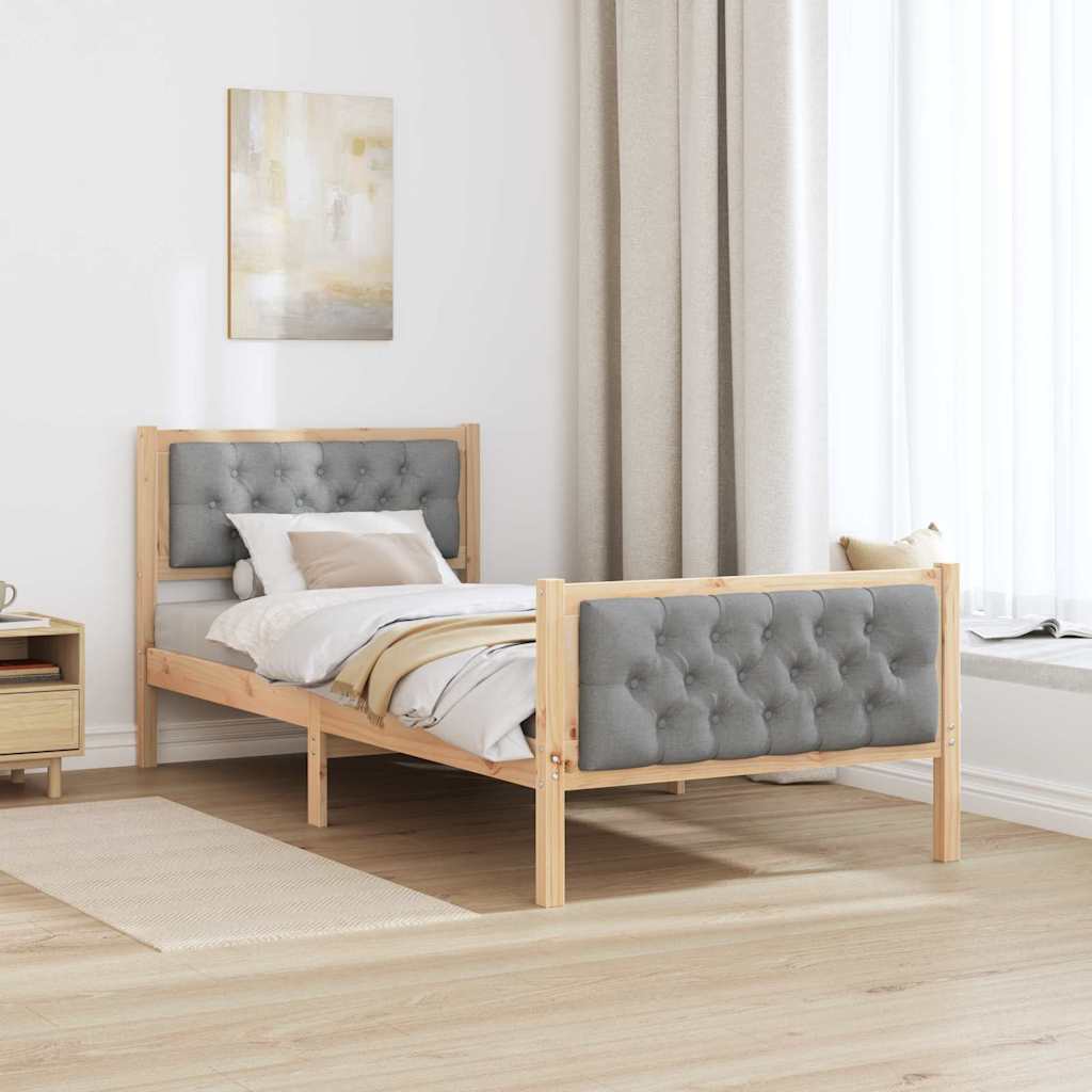 Estrutura da cama com cabeceira cinzento-claro 90 x 190 cm