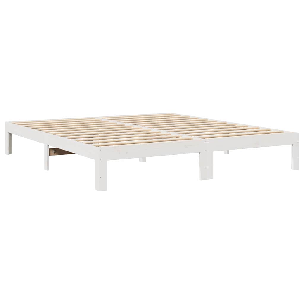 Cama sem colchão 160x200 cm madeira de pinho maciça branco