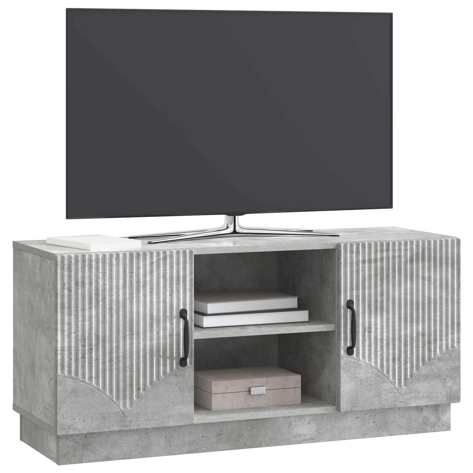 Gabinete para TV cinzento cimento 102 x 34,5 x 47 cm