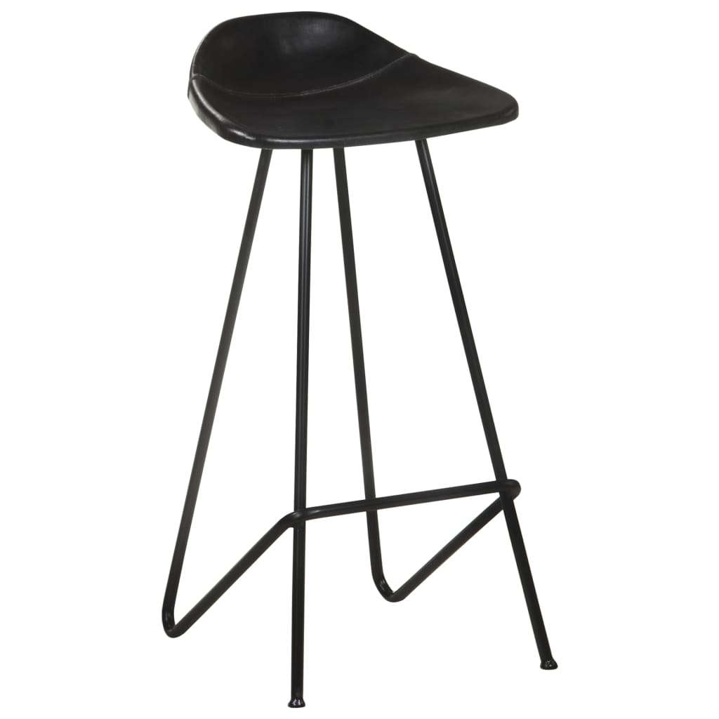 Bancos de bar 4 pcs couro genuíno preto