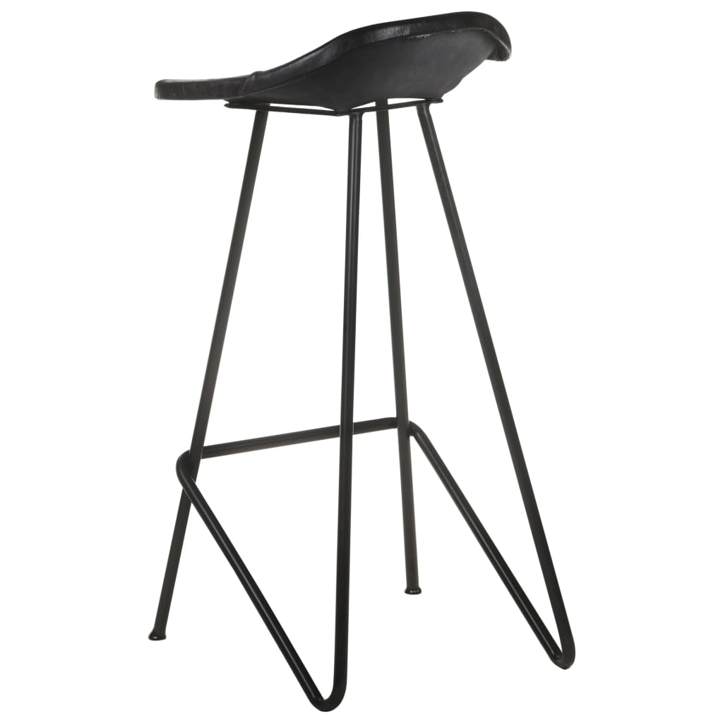 Bancos de bar 4 pcs couro genuíno preto