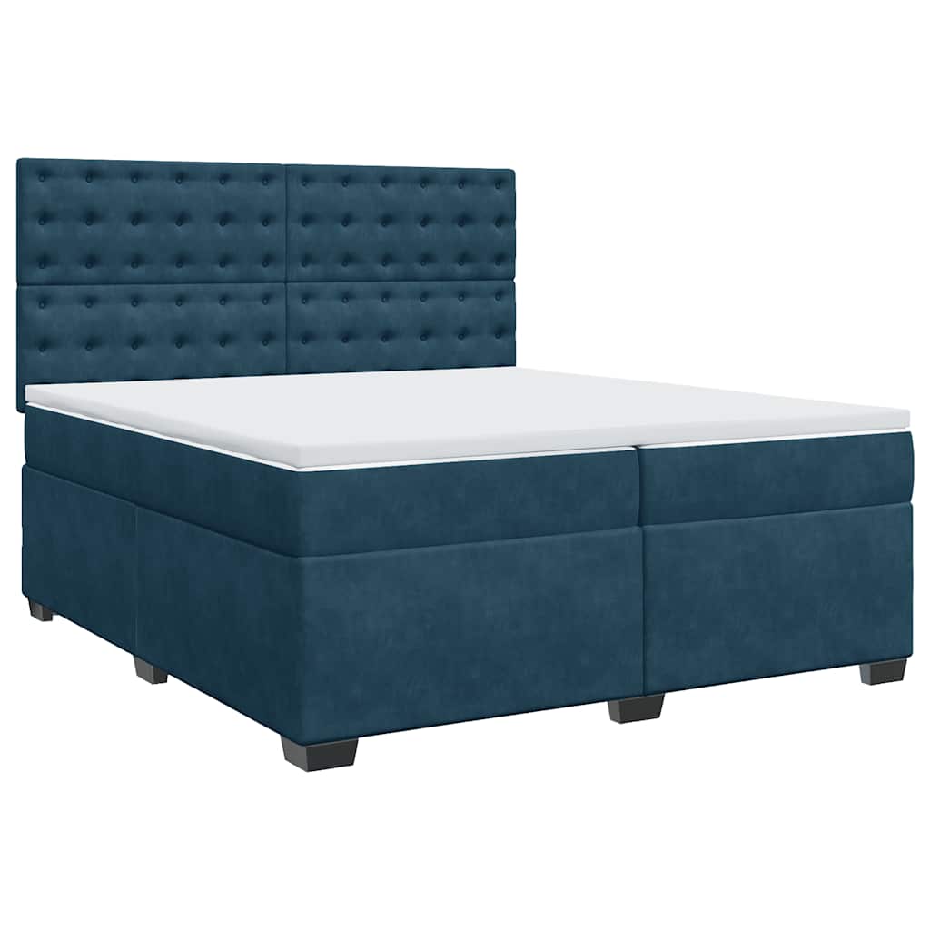 Cama com molas/colchão 200x200 cm veludo azul