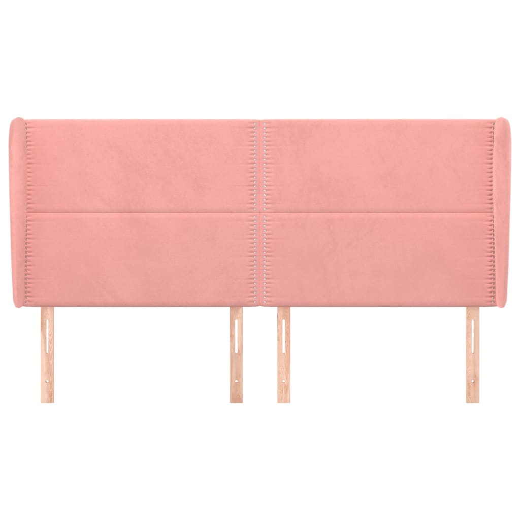 Cabeceira cama c/ abas veludo 203x23x118/128 cm rosa