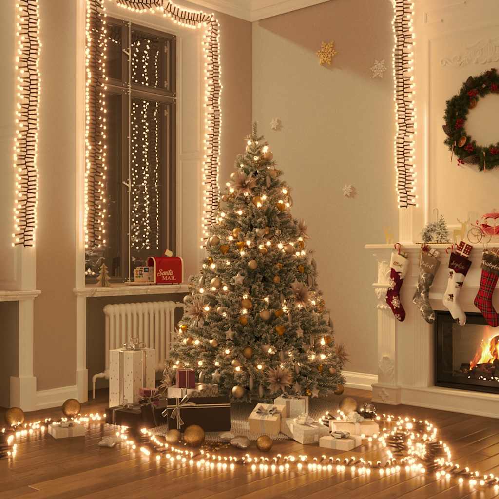 Cordão de luzes agrupadas 400 luzes LED PVC branco quente