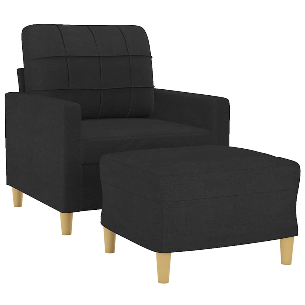 Poltrona com apoio de pés 60 cm tecido preto