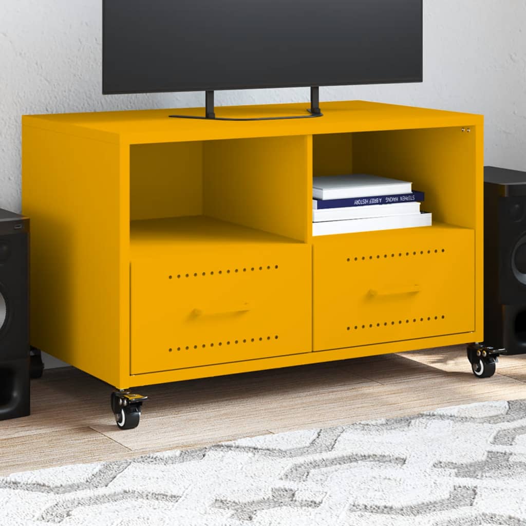 Móvel de TV 68x39x43,5 cm aço amarelo mostarda