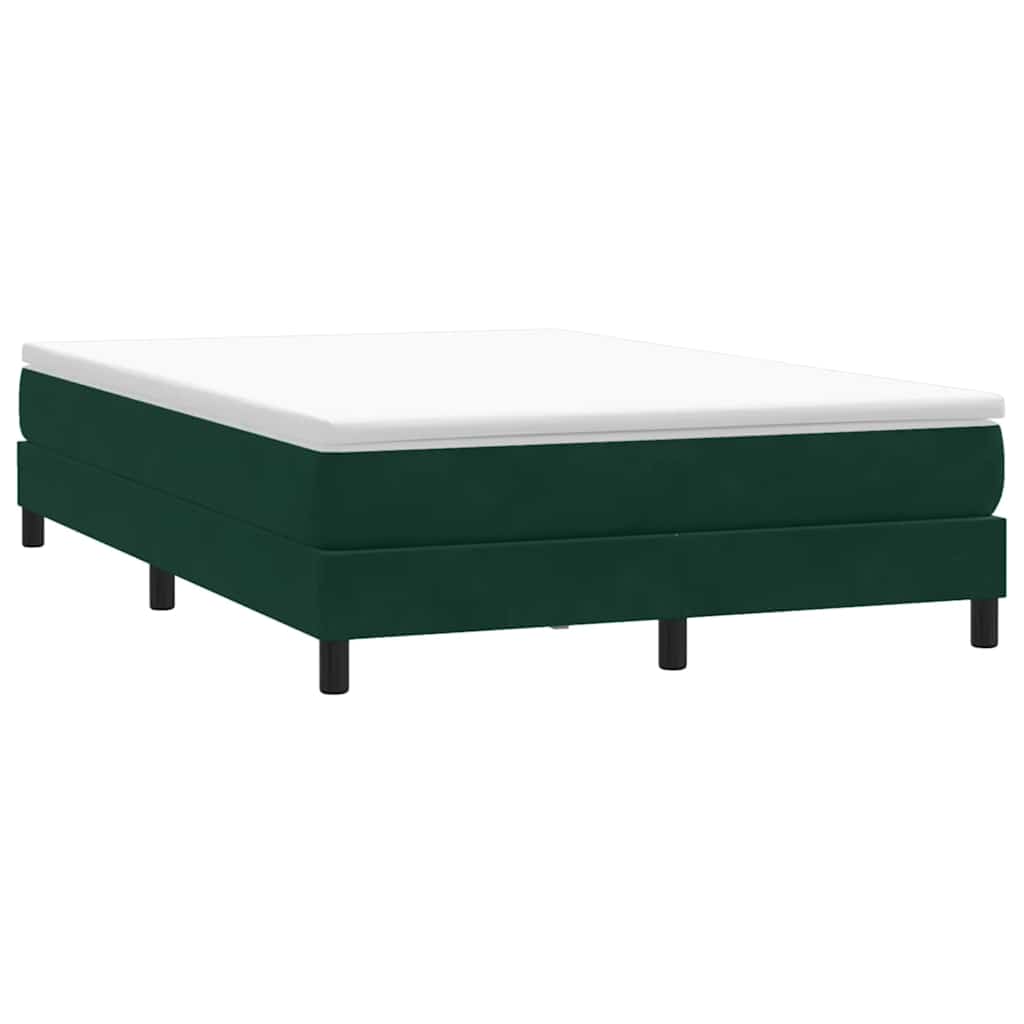 Box cama de molas sem colchão verde escuro 140x210 cm veludo