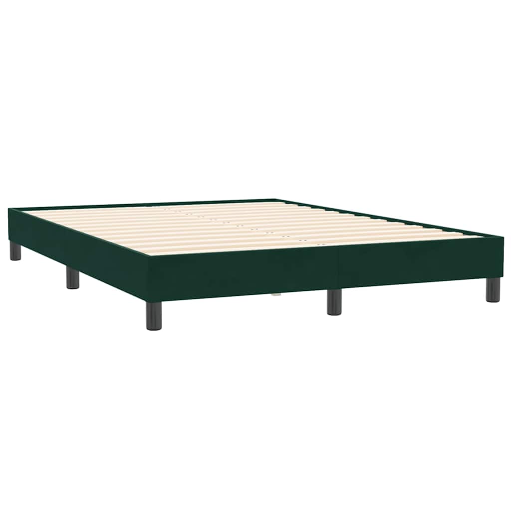 Box cama de molas sem colchão verde escuro 140x210 cm veludo