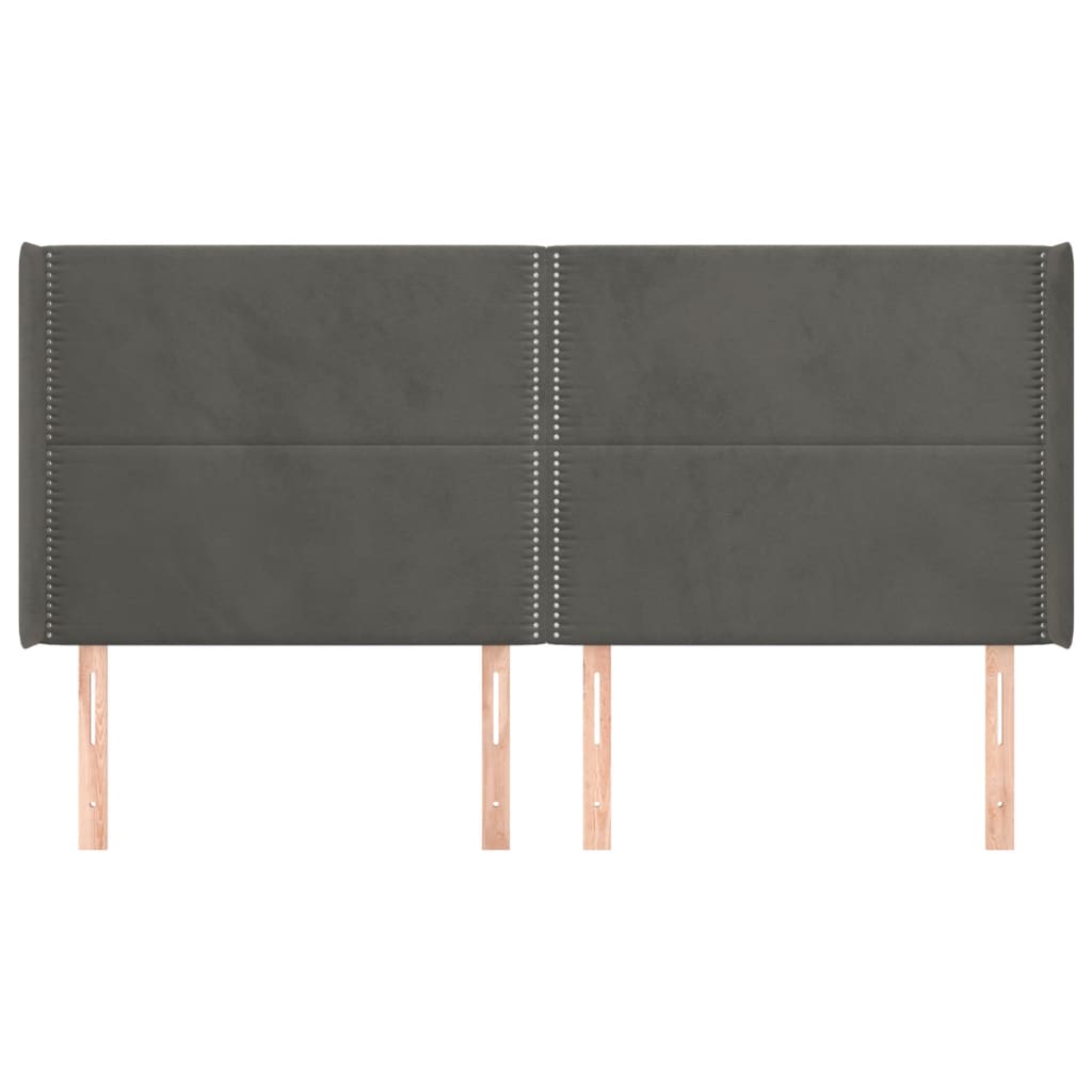 Cabeceira cama c/ abas veludo 183x16x118/128 cm cinzento-escuro
