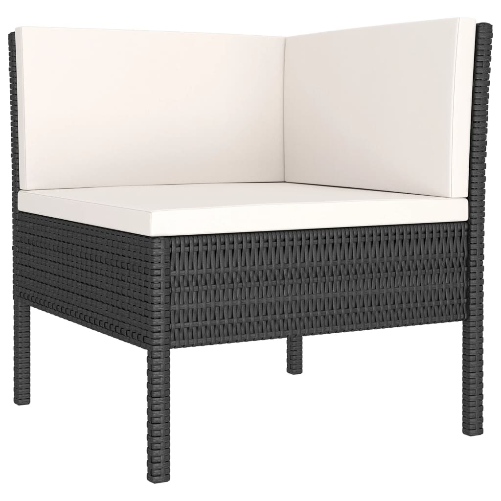 12 Pcs conjunto lounge de jardim c/ almofadões vime PE preto