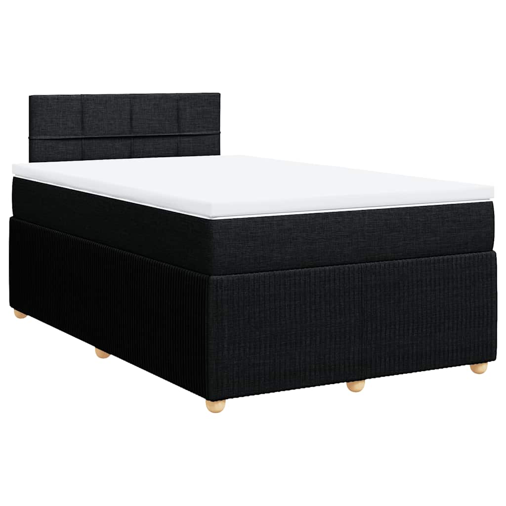 Cama boxspring com colchão 120x190 cm tecido preto