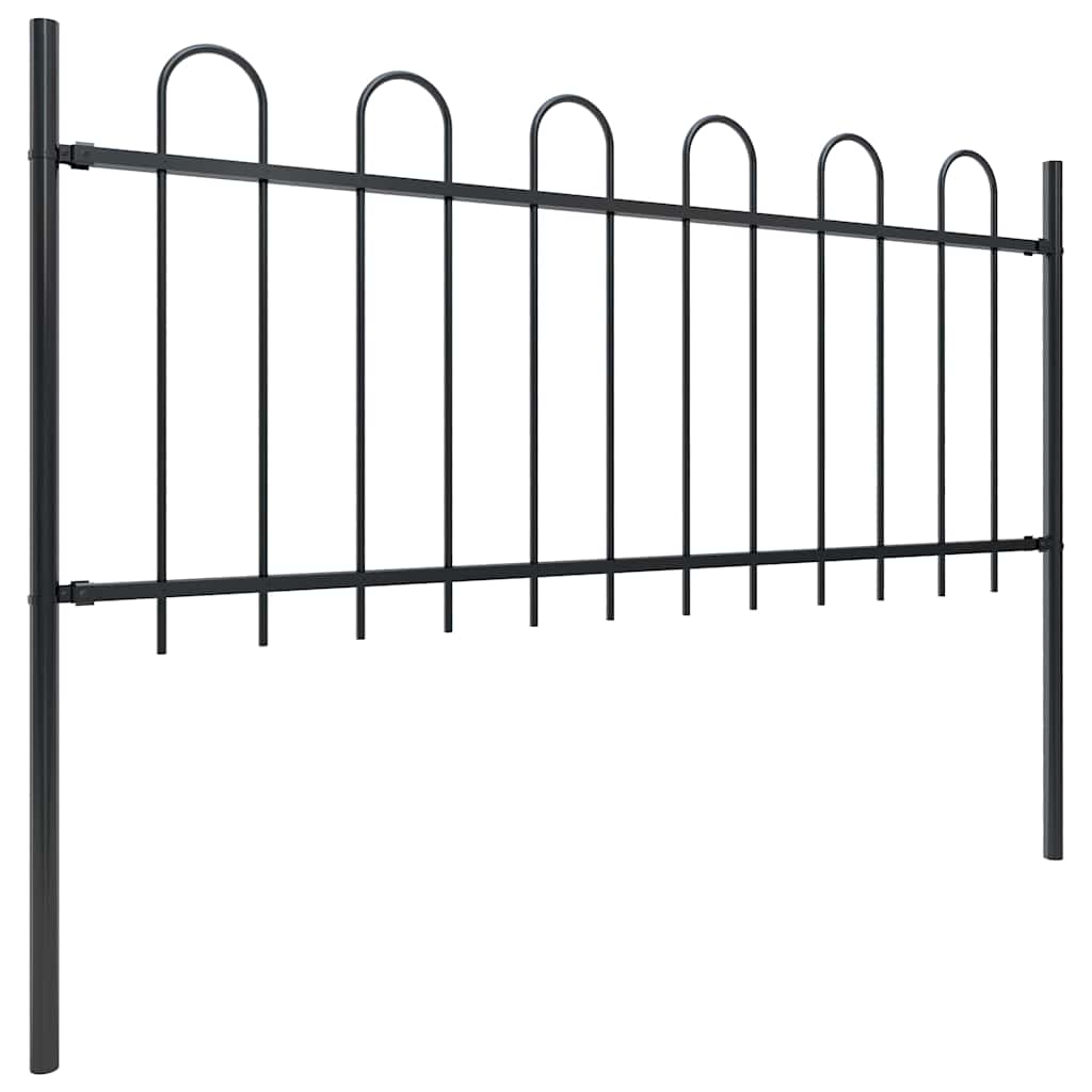 Cerca de jardim com arco superior em aço 1673x80 cm preta