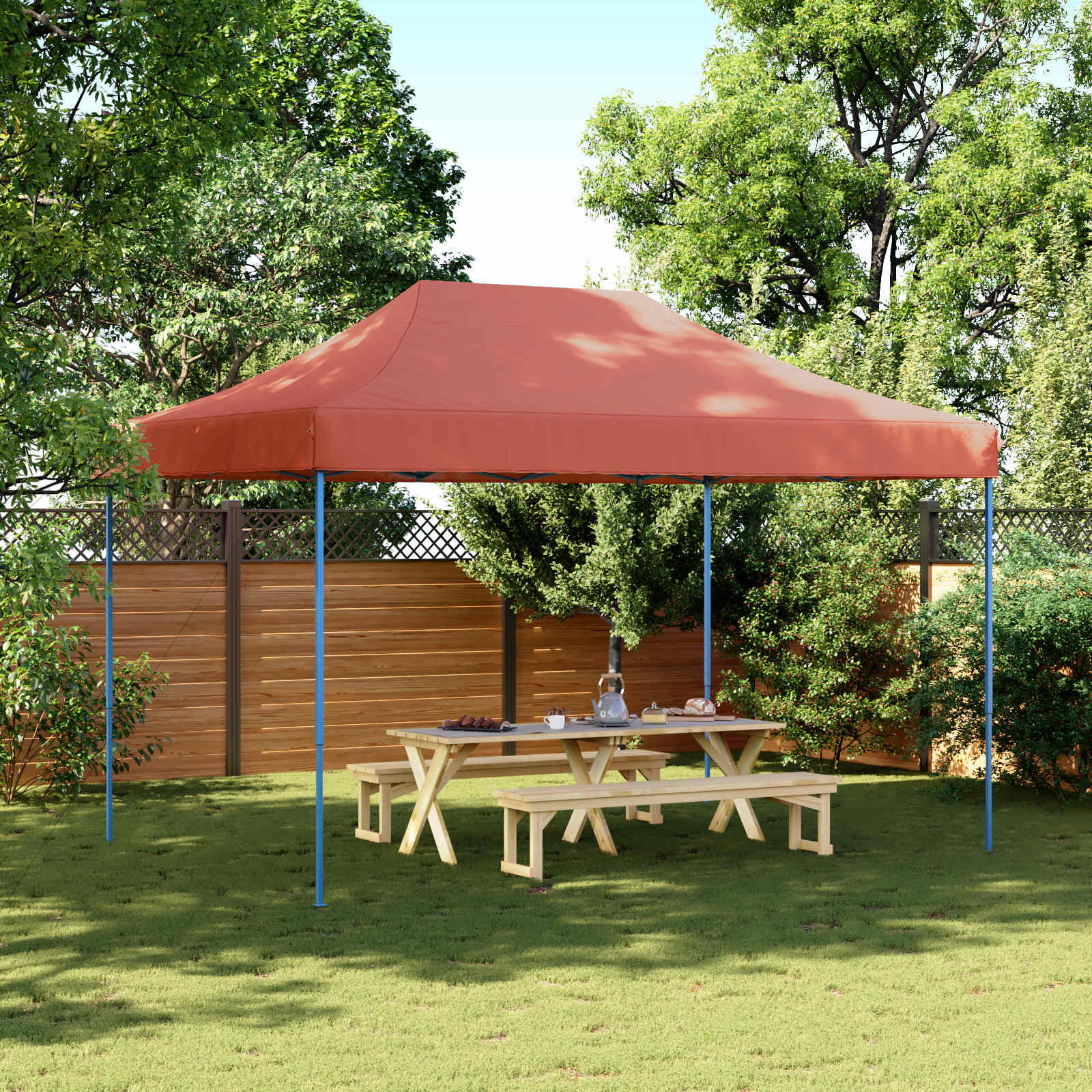 Tenda de festa terracota 279 x 410 x 315 cm tecido oxford