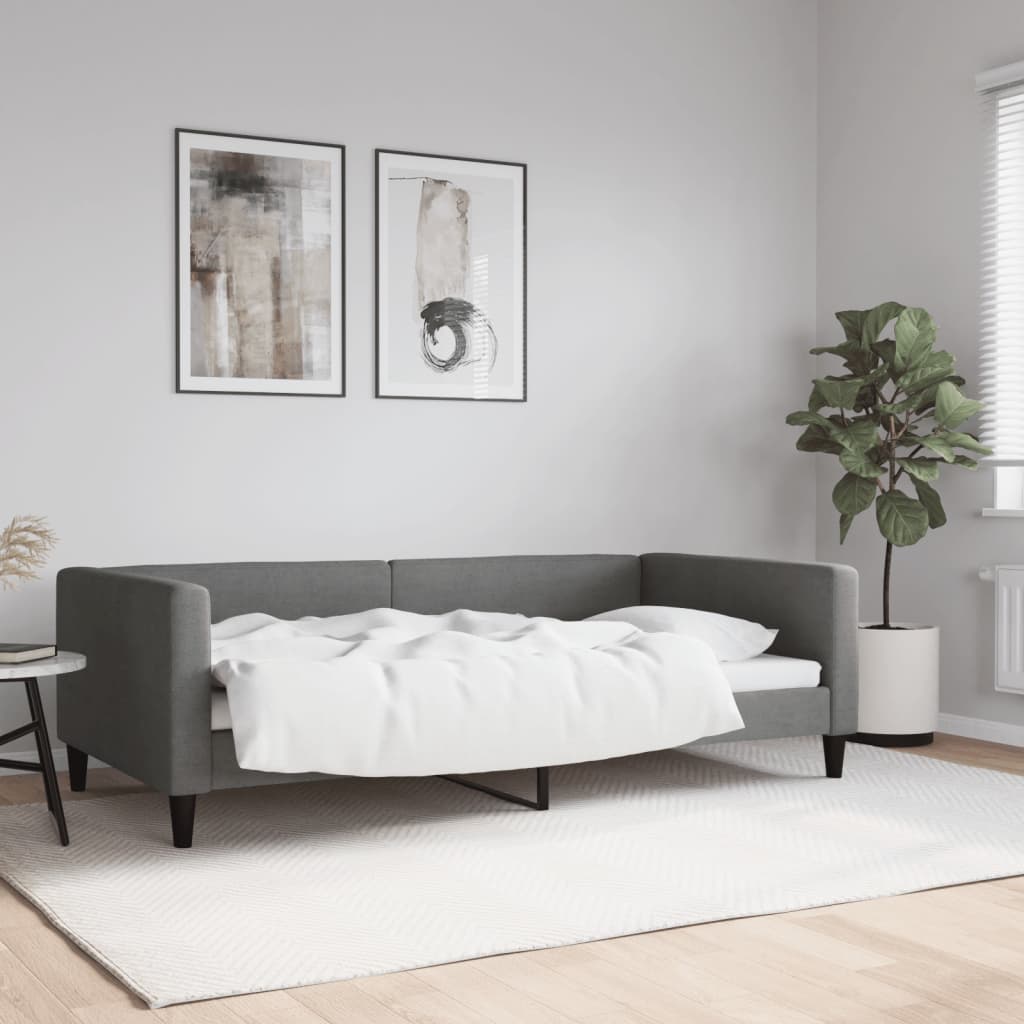 Sofá-cama 100x190 cm tecido cinzento-escuro